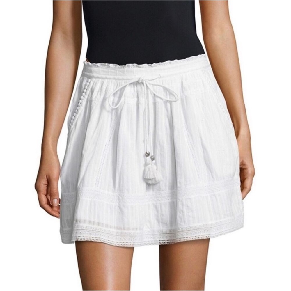 ZADIG & VOLTAIRE JOXINI WHITE COTTON LACE TRIM MINI SKIRT - Picture 11 of 14